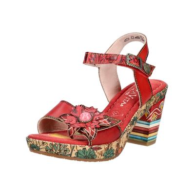 High-Heel-Sandalette LAURA VITA "LAURA VITA Sandalen Leder", Damen, Gr. 38, Textil, rot, Leder, Schuhe