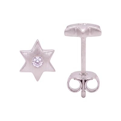 Paar Ohrstecker JOBO "Stern-Ohrringe mit Zirkonia", silber (silber 925), Ohrringe, Damen, 6,5mm, Silber 925 (Sterlingsilber), 925 Silber