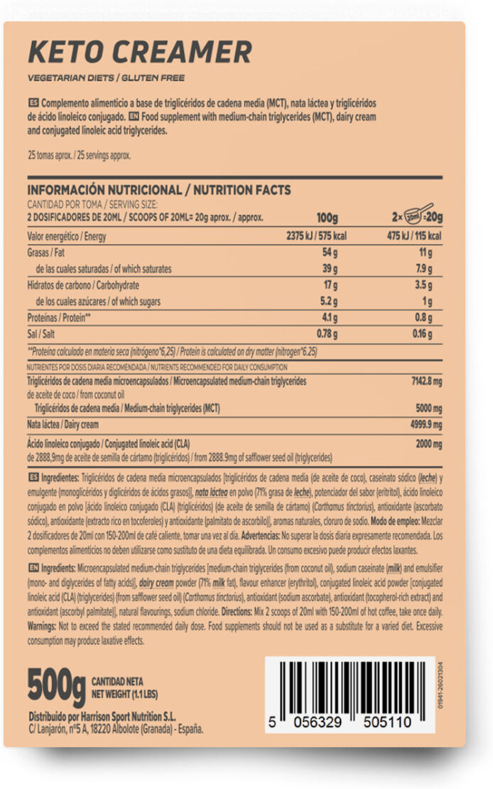 HSN Keto creamer 500g - Cafés - Polvo - 25  Servicios