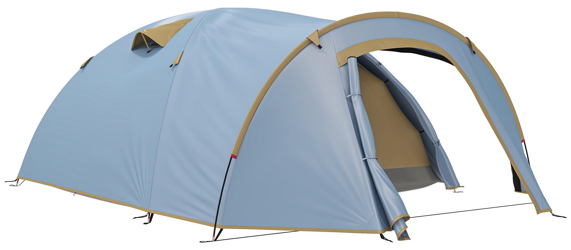 Zelt für 4 Personen - Campingzelt - Tunnelzelt - Außenzelt - Wasserdichtes Zelt - Hellblau - Innenmaße ca. 3,45 x 2,4 x 1,3 m