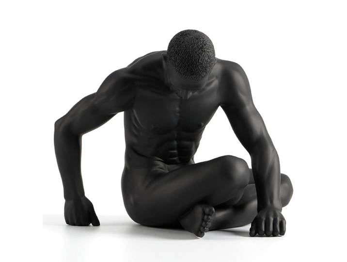 Statue de yoga abstraite en résine, homme nu musclé noir, sculpture d'art corporel, décoration intérieure de bureau et de maison, pièce maîtresse