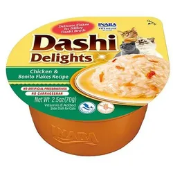 Inaba DASHI Ergänzungsfuttermittel für Katzen - Brühe mit Jakobsmuschel- und Hühnergeschmack 70g
