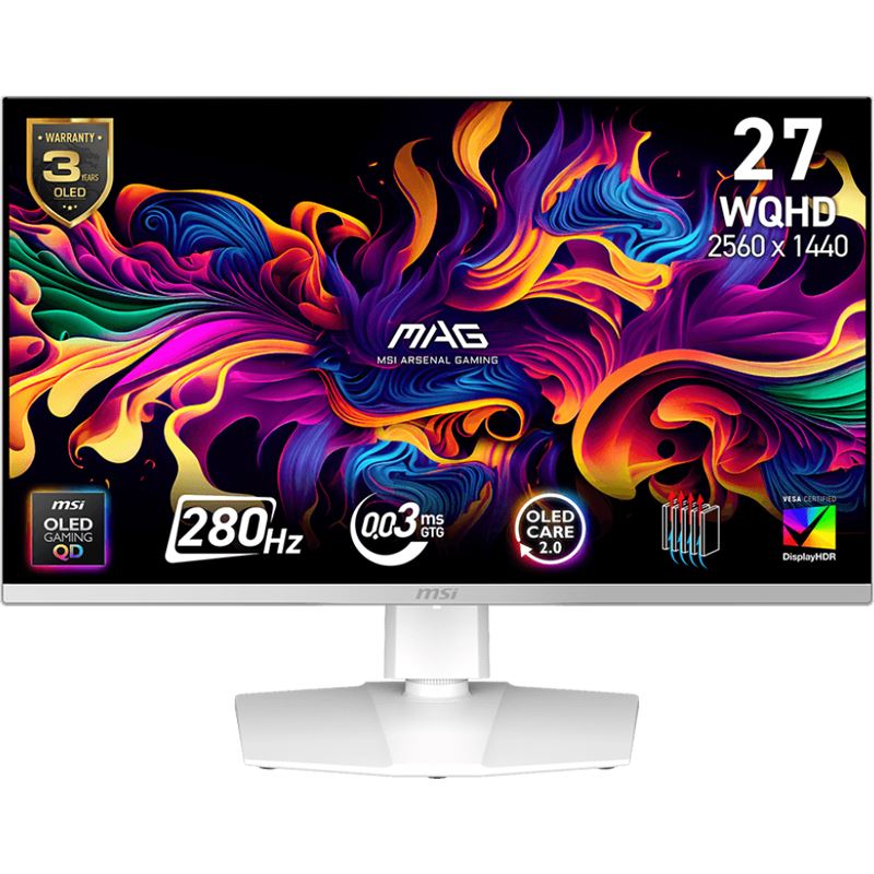 26,5" (67,31cm) MSI MAG 272QPWDE QD-OLED X28 Weiß 2560x1440 1xDisplayPort 1.4a / 1x USB-C mit Displayport / 2x HDMI 2.1