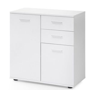 Wohnling Kommode Svenja WL5.287, weiß, mit 2 Türen und 2 Schubladen, 71 x 78 x 35cm