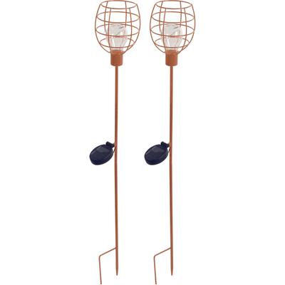 Gartenleuchte LUXFORM "Solar-Erdspieß-Gartenlampe - Bottle - 2 Stück", braun (rustic), 2 Stk., Leuchten, Gartenleuchte, Dekoratives Gartenornament