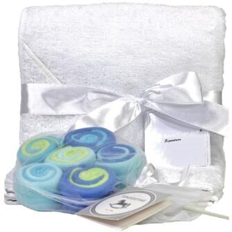 Rose Textiles Terry Cloth Hooded Baby Towel and 12 Washcloth Gift Set