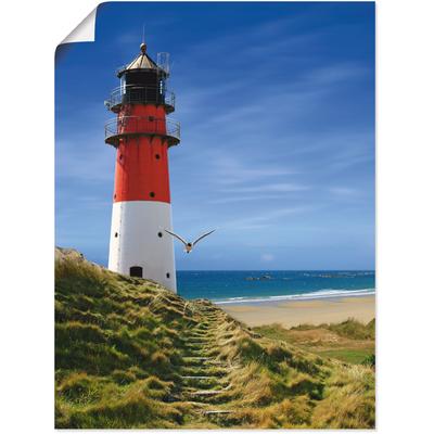 Poster ARTLAND "Leuchtturm am Deich", blau (farbe bild(er): blau), B:45cm H:60cm, Bilder, Poster, ohne Rahmen