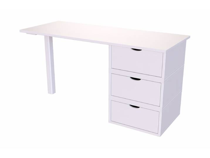 Bureau bois 3 tiroirs Cube Blanc