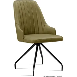 ESSZIMMERSTUHL (4er-Set) Dilara 52x91x60 Schwarz/Olivgrün