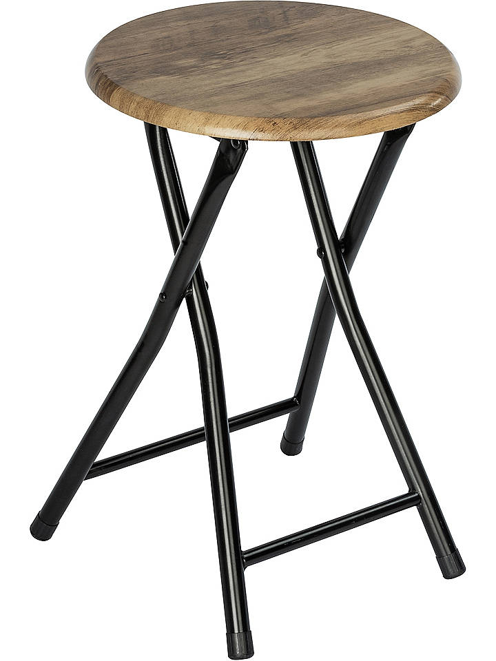 Wenko Hocker "Forio" in Natur/ Schwarz - (H)46 x Ø 30 cm - onesize