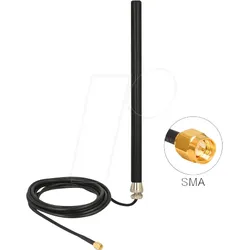 DELOCK 89529 - GSM-Antenne, Schraub-/ Wandmontage, LTE UMTS SMA 3 dBi, 3 m
