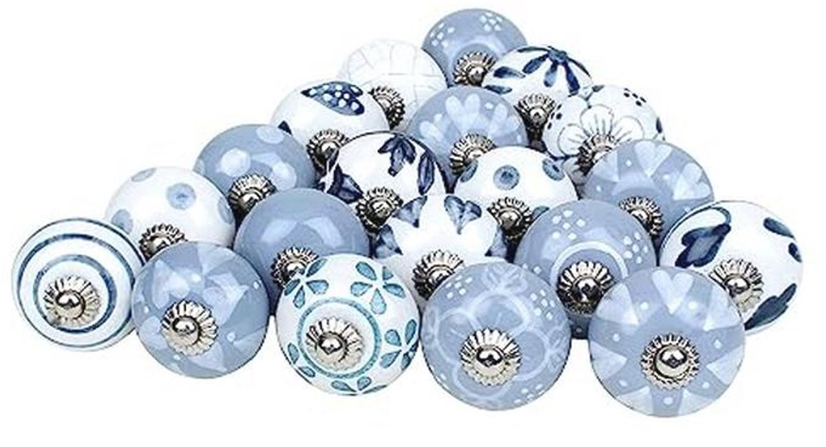 Set van 20 decoratieve glanzende keramische knoppen voor kastdeuren en laden met veelkleurige print