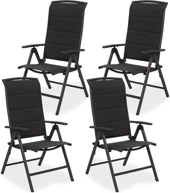 Famanu Gartenstühle Aluminium Hochlehner Verstellbar 8-Stufen - Anthrazit