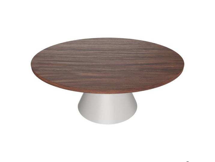 Table de salle à manger ronde - FRANKYSTAR - Artù - 120 cm - Bois stratifié - Base en métal blanc