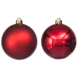 Weihnachtskugeln aus Kunststoff, rot, 10 cm Ø, 4 Stück