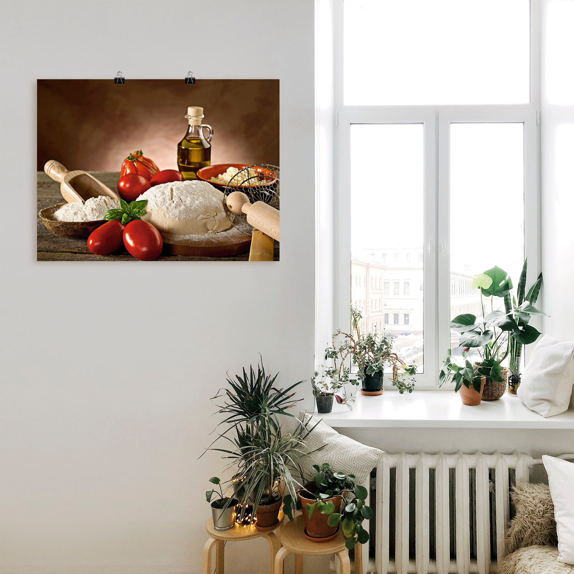 Wandbild ARTLAND "Teig für Pizza", beige (farbe bild(er): naturfarben), B:40cm H:30cm, Bilder, Wandbild, als Alubild, Leinwandbild, Poster in verschied. Grössen farbe bild(er): naturfarben B/H/T: 40cm x 30cm, Poster Lebensmittel Querformat, 1 Stk.
