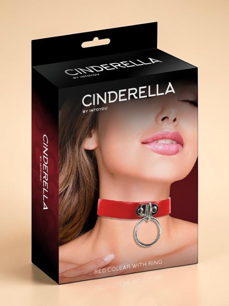 CINDERELLA Collier érotique en cuir vegan avec anneau central