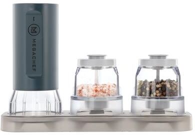 MegaChef 2 Jar Rechargeable Hand-held Spice Grinder in Dark Blue