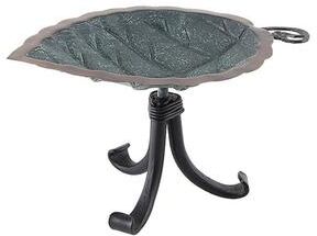 Achla Designs Aspen Leaf Birdbath w/Tripod Stand, 13 Inch Long, Antique Brass Plated