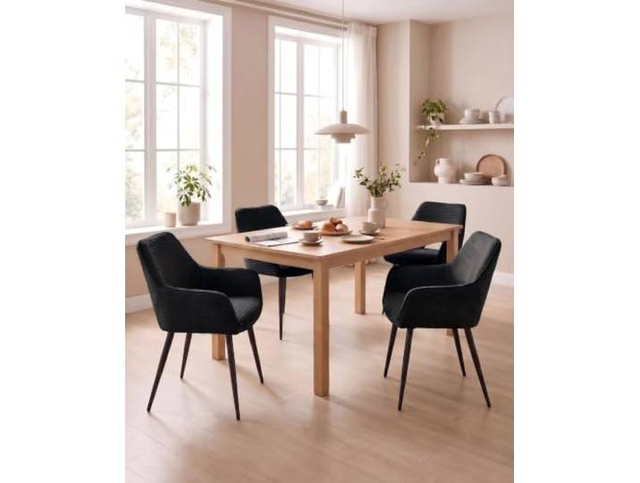 JIJIAN Cord Esszimmerstühle 4er Set mit Armlehnen, Schwarz Stühle Esszimmer, Armlehnstuhl, Wohnzimmer Stühle, Polsterstühle, Ideal für Esszimmer und Küche