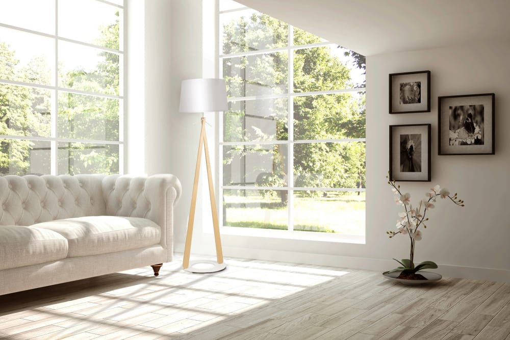 Aluminor Lampadaire design en bois blanc Blanc 38x155x38cm