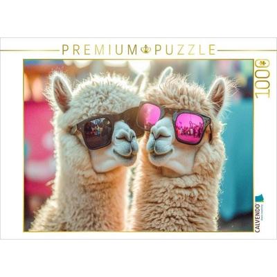 CALVENDO Puzzle In der Welt der Alpakas gibt's nur zwei Regeln: Bleib flauschig und bleib cool | 1000 Teile Lege-Größe 64x48cm Foto-Puzzle für glückli