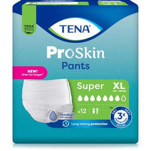 TENA Inkontinenz-Pants ProSkin Super, Unisex, Größe XL (120-160), Einweg, 7 Tropfen, 12 Stück