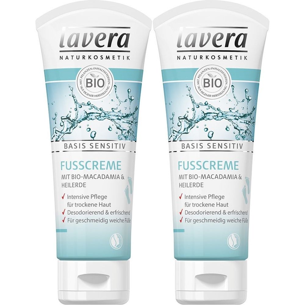 Lavera Basis Sensitiv Fußcreme 2x75 ml Creme