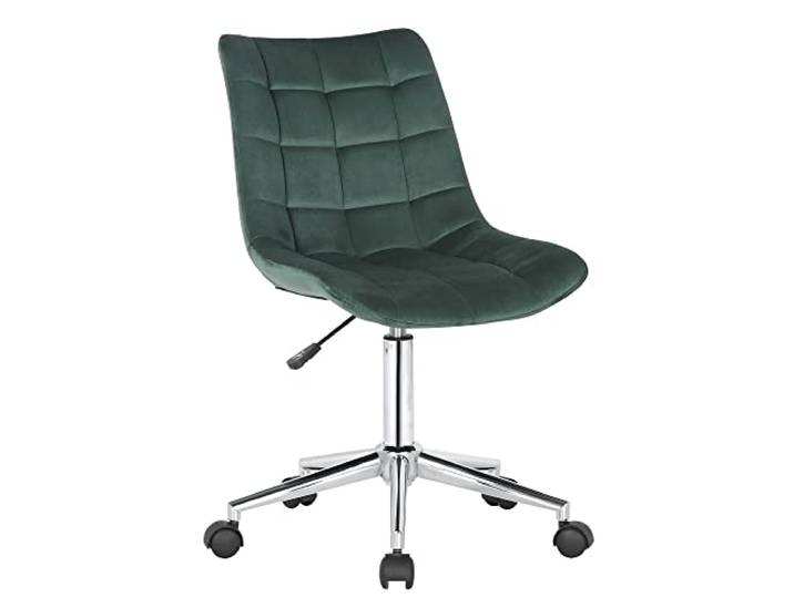 CLP Bürostuhl Medford Samt I Drehstuhl Für Home-Office I Schreibtischstuhl Höhenverstellbar Mit Drehfunktion, Metallgestell Und Rollen, Farbe: grün