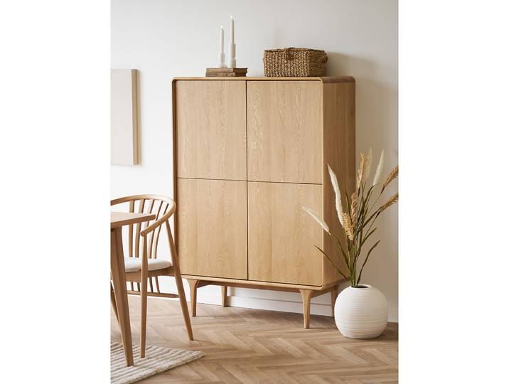Furniertes Highboard Collipp 100 x 140 x 40cm Beige