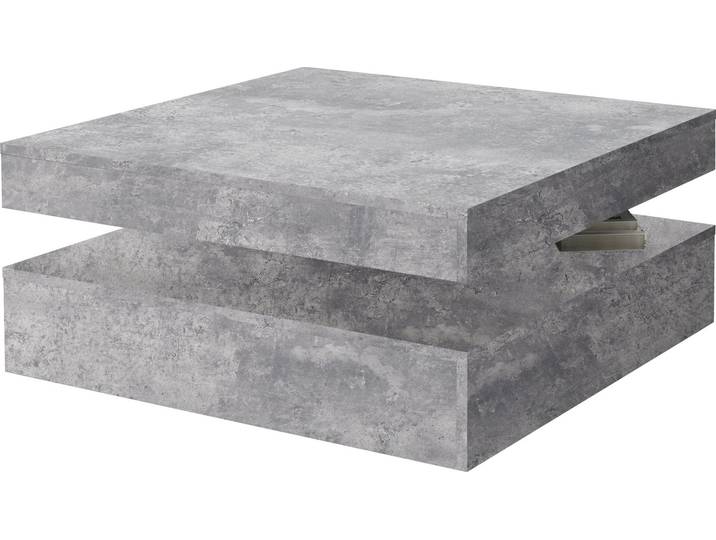 Couchtisch FORTE, grau (beton hell), B:78cm H:35cm T:78cm, Tische, Eckige Couchtische Couchtisch, mit Funktion, drehbare Tischplatte, Breite ca. 78x78 cm