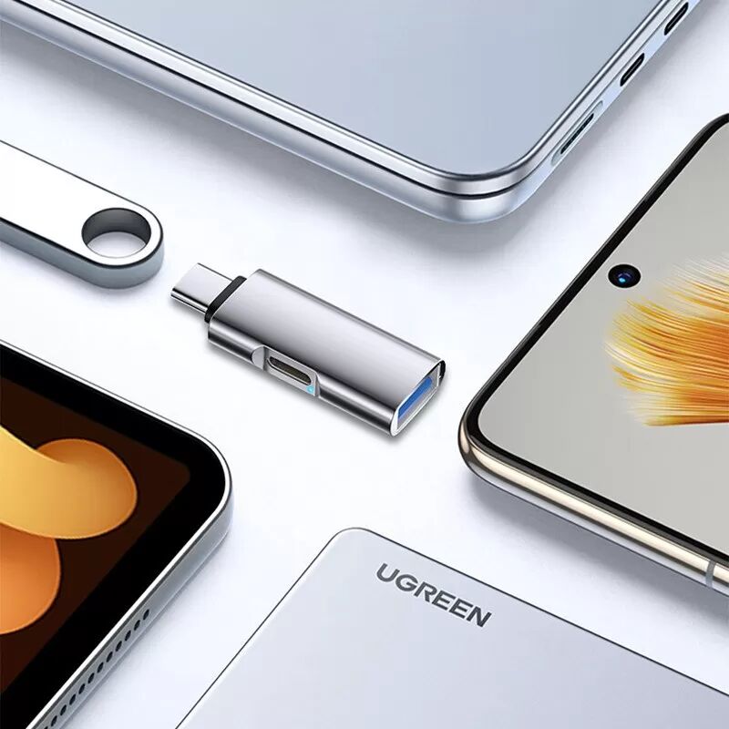 INF TYPE-C auf USB 3.0 + TC-Lade-OTG-Adapter, ovales Design – Hochgeschwindigkeitsdatenübertragung und PD-Schnellladung Schwarz