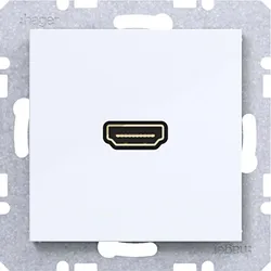 Hager WAF4380WG High Definition Steckdose HDMI mit 90° Steckanschluss, A.x/C.x, li.weiß glänzend
