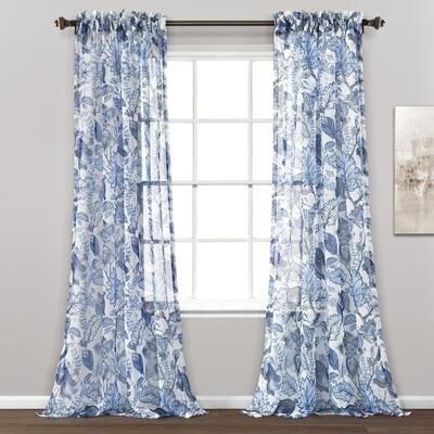Lush Decort "Lush Decor Cynthia Jacobean Sheer Window Curtain Panel Pair - 84"" x 52"""