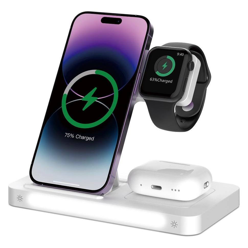 Devia Smart 3in 1 kabelloses Ladegerät 15W weiss (15 W) (EA405)