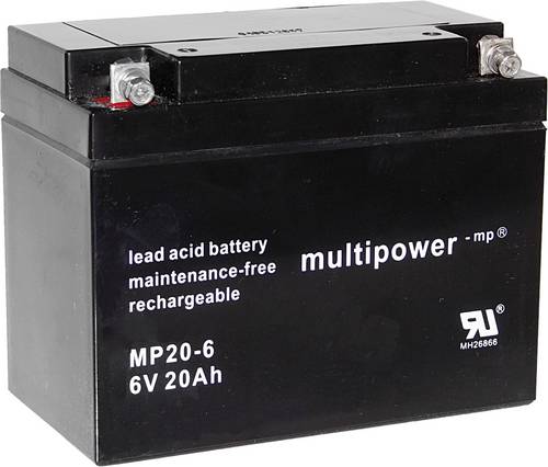 Multipower MP20-6 A9621 Bleiakku 6V 20Ah Blei-Vlies (AGM) (B x H x T) 157 x 125 x 83mm M5-Schraubanschluss Wartungsfrei, Geringe