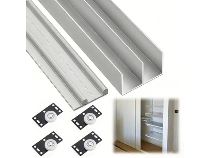 Schiebetürset aus Aluminiumlegierung Mehrere Größen, geeignet for Kleiderschrank, Schrank, Badezimmertüren(300cm)