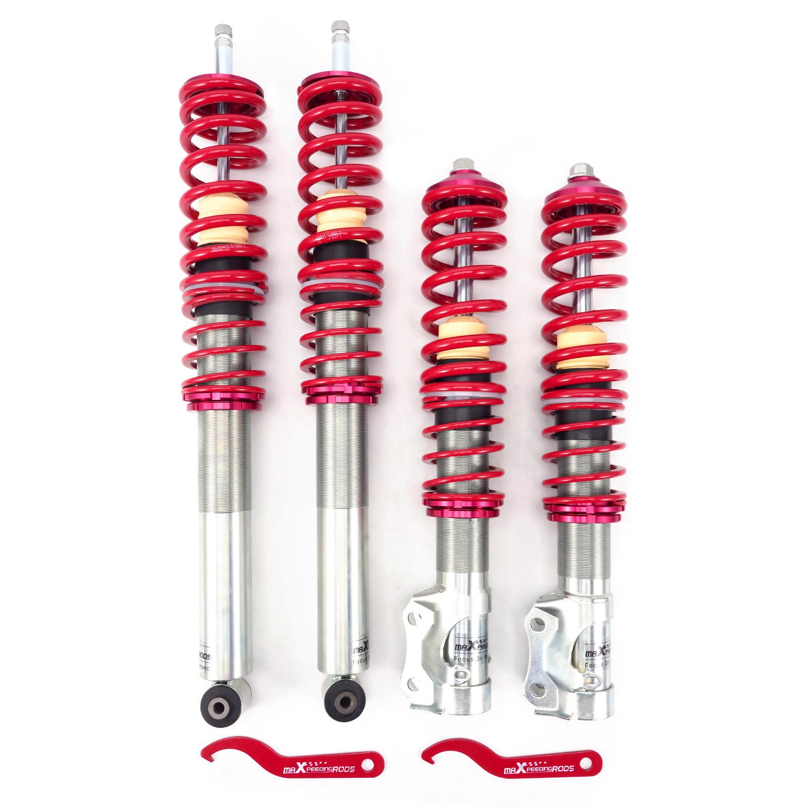 Coilover-Federbein-Set, rot - Verstellbare Fahrhöhe 30 mm - Zweirohr-Stoßdämpfer - Für VW Golf MK2 MK3, Jetta, Vento, Corrado - Fahrwerk