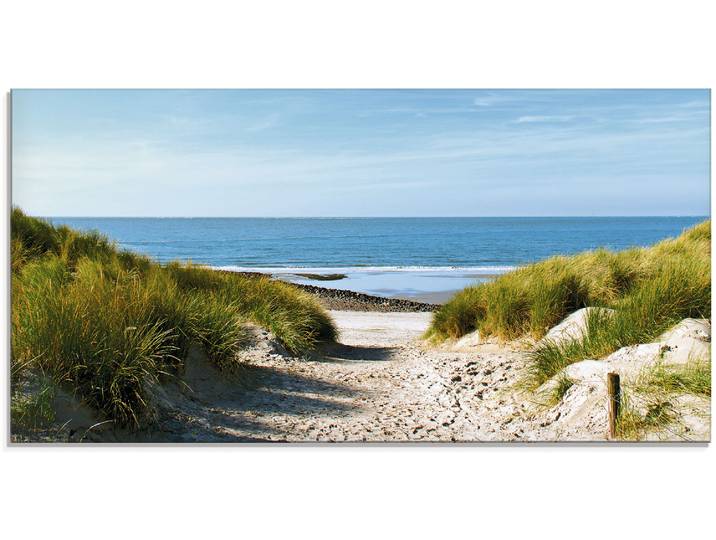 Glasbild ARTLAND Strand mit Sanddünen und Weg zur See , beige (farbe bild(er): naturfarben), B:60cm H:30cm, Bilder, Glasbild, in verschiedenen Grössen