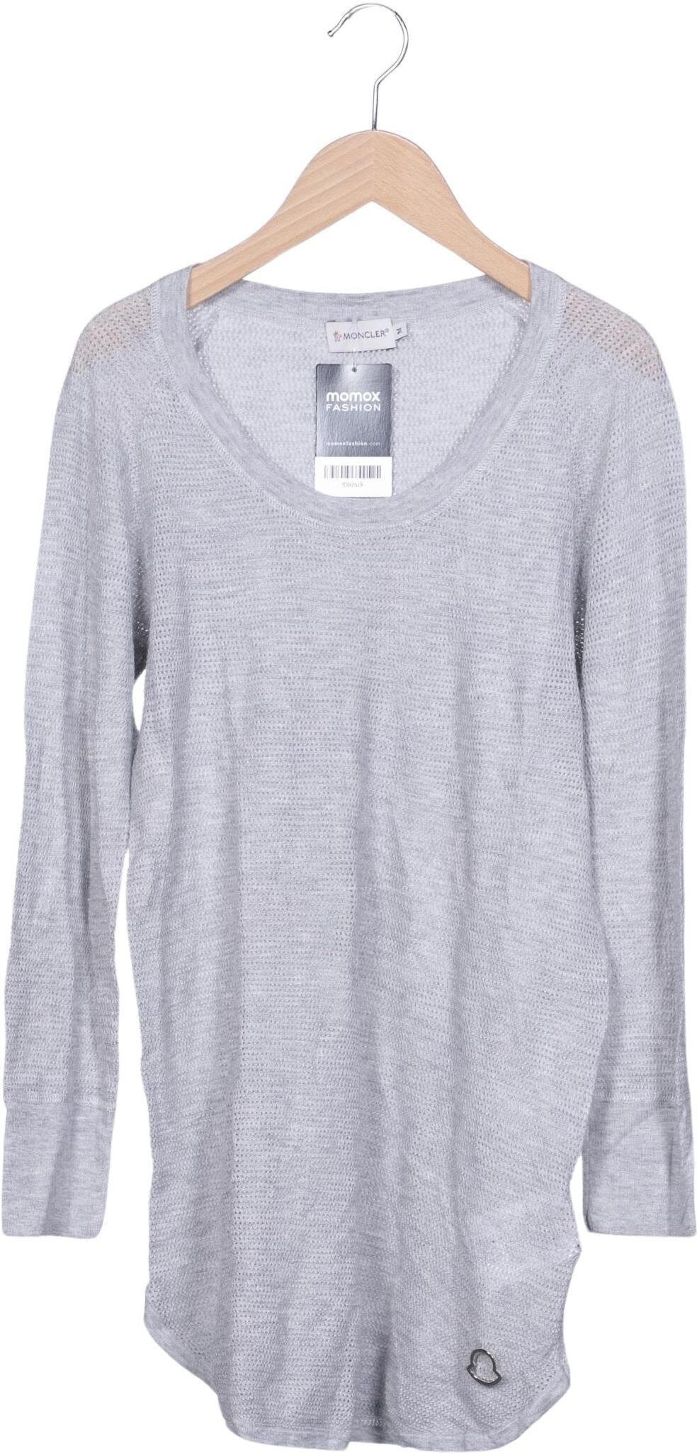 Moncler Damen Langarmshirt, Grau, Gr. M, Seide / Kaschmir - Second Hand