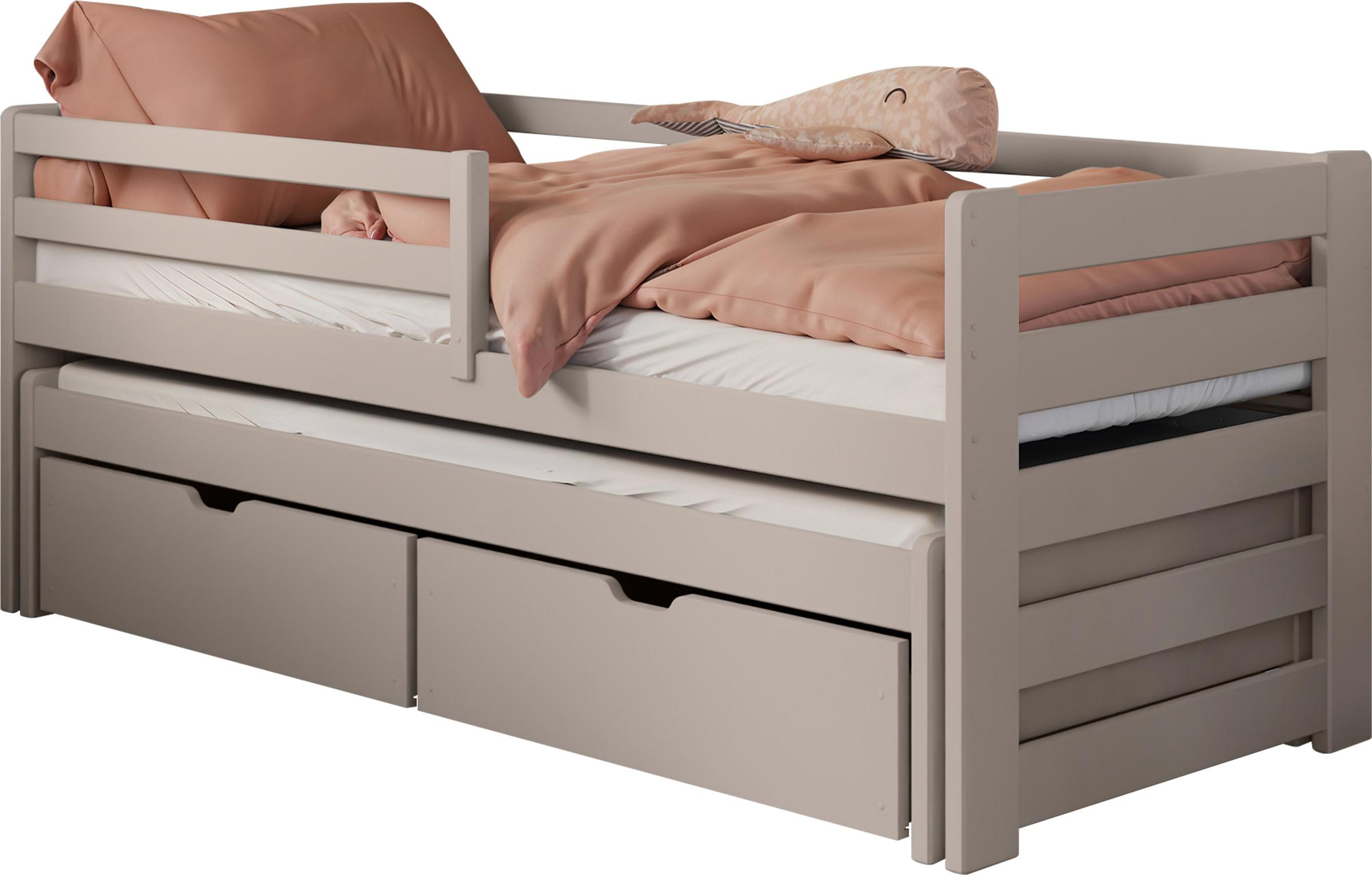 MIRJAN24 Kinderbett mit Stauraum Senso 80, Bett mit zwei Bettschubladen und 2. Schlafgelegenheit, 206x86x78 cm (Farbe: Cashmere)