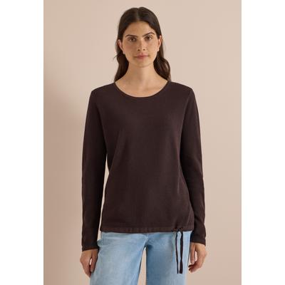 Rundhalspullover CECIL, Damen, Gr. XXL (46), braun (truffle braun), Web, 60% Baumwolle, 40% Viskose, unifarben, normal normal, Rundhals, Rippbündchen, Pullover Rundhalspullover, mit Struktur-Optik