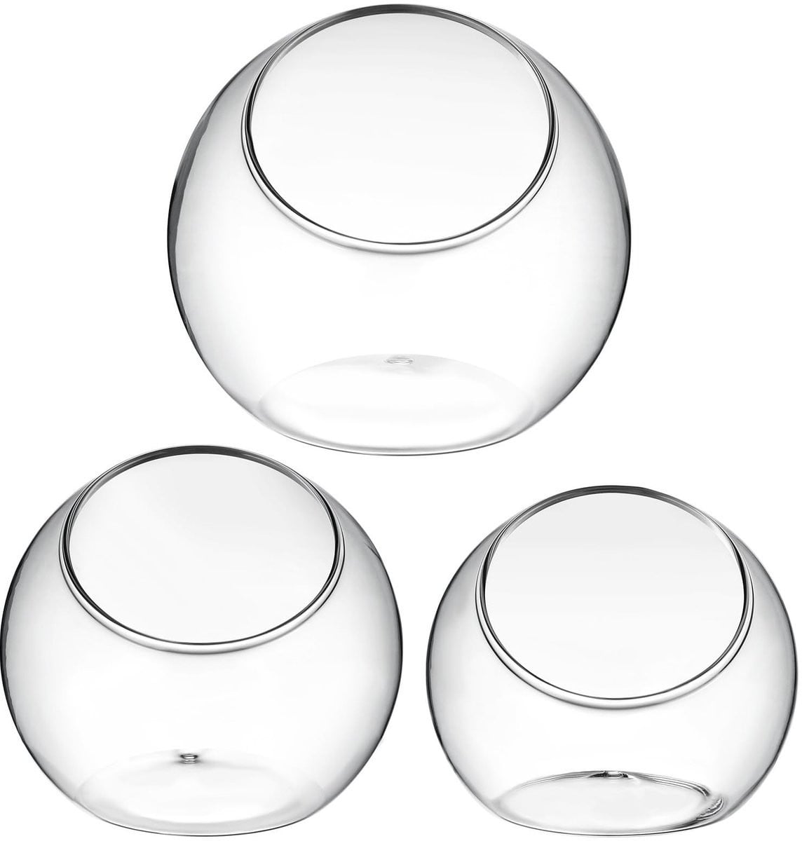 Omgoods - Set van 3 glazen terrariumplantenhouders voor decoratie