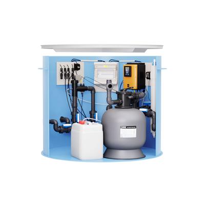 Pool-Technikschacht UV-Tec | LowSalt mit UV-Desinfektion, Salzwasserelektrolyse inkl. pH & Sandfilteranlage