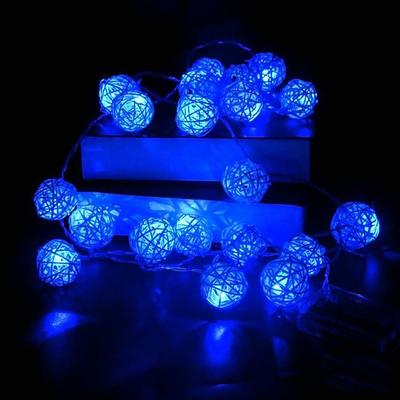 Elegante Hochzeitsempfangs Feier 2M Rattanball Lichterkette 20 LEDs Lichterkette batteriebetrieben warmes Weiß RGB weiß blau dekorative Lichter für Hochzeit und Feier