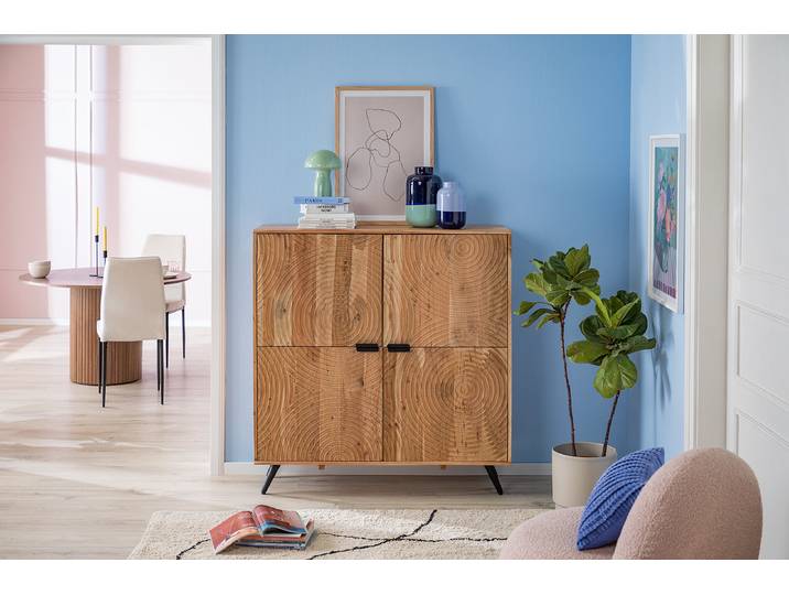 Buffet haut massif Junqiu 120 x 125 x 40cm Marron