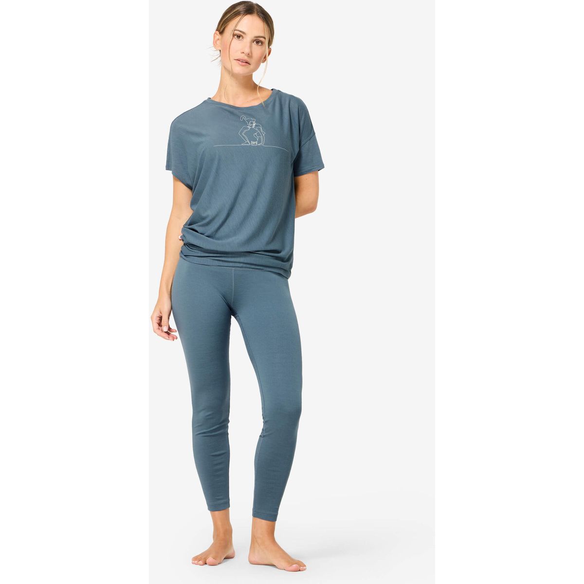 Super.Natural W CAT Yoga Loose Tee stormy weather/tapioca (44J) XL SNWP0700144JXL