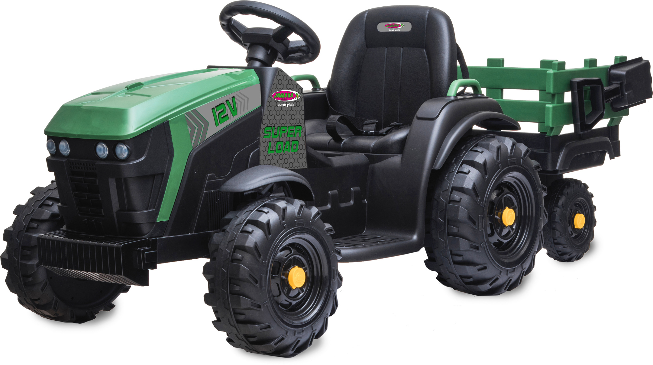 Ride-on Traktor Super Load mit Anhänger grün 12V