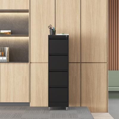 GREATPLANINC 4 Drawer File Cabinet with Removable Wheels and Anti-Tip, Lockable Office Filing Cabinet Storage Cabinet