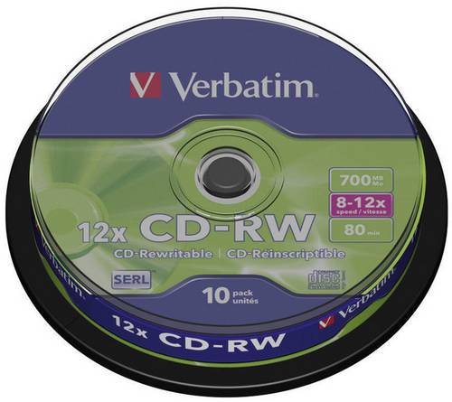 Verbatim 43480 CD-RW Rohling 700 MB 10 St. Spindel Wiederbeschreibbar